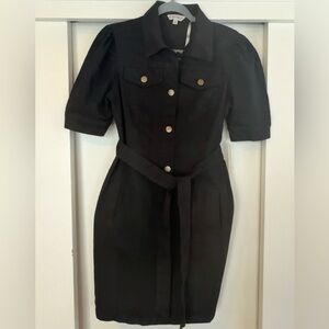 Nannette Lapore Black Mini Denim Dress with Gold Accents 19” P2P